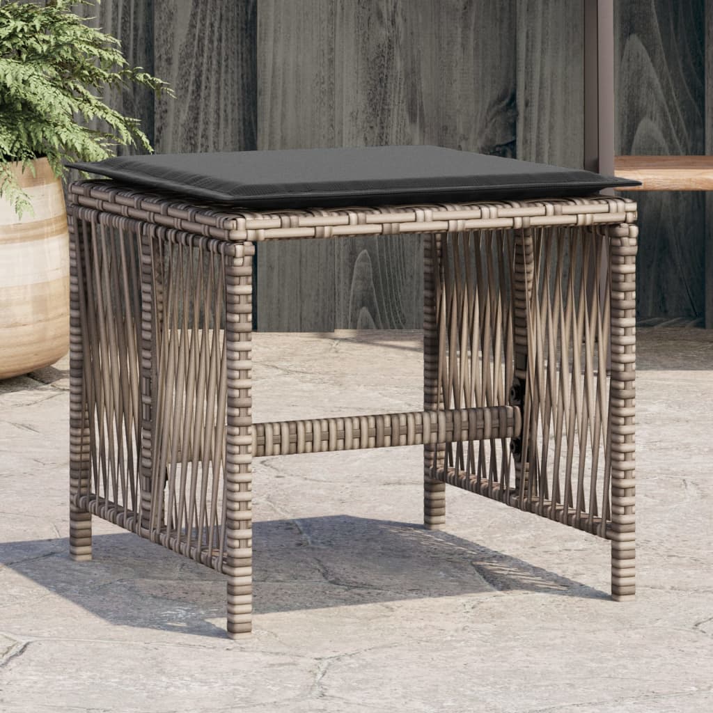 HKH Bancos Jardim com Almofadões 4 Pcs 41x41x36 Cm Vime Pe - Cinzento
