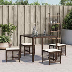 HKH Bancos de Jardín con Cojines 4 Piezas 41x41x36 Cm Ratán PE Marrón - Marrón