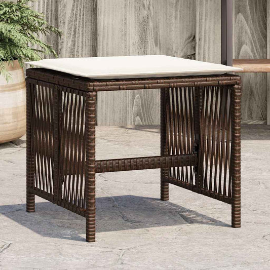 HKH Bancos Jardim com Almofadões 4 Pcs 41x41x36 Cm Vime Pe Castanho - Marrom