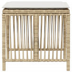 HKH Bancos de Jardim com Almofadões 4 Pcs 41x41x36 Cm Vime Pe - Bege