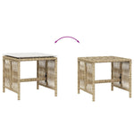 HKH Bancos de Jardim com Almofadões 4 Pcs 41x41x36 Cm Vime Pe - Bege