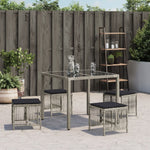 Bancos de jardín HKH con cojines 4 unidades 41x41x36cm Ratán Pie Gris claro - Gris
