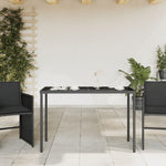 HKH Mesa de Jardim com Tampo de Vidro 115x54x74 Cm Vime Pe - Preto