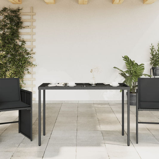 HKH Mesa de Jardim com Tampo de Vidro 115x54x74 Cm Vime Pe - Preto