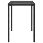 HKH Mesa de Jardim com Tampo de Vidro 115x54x74 Cm Vime Pe - Preto