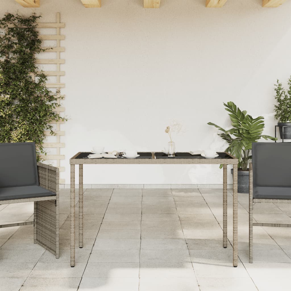HKH Mesa de Jardim com Tampo de Vidro 115x54x74 Cm Vime Pe Cinza - Cinzento