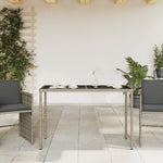 HKH Mesa de Jardim com Tampo de Vidro 115x54x74 Cm Vime Pe Cinza - Cinzento