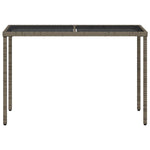 HKH Mesa de Jardim com Tampo de Vidro 115x54x74 Cm Vime Pe Cinza - Cinzento