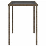 HKH Mesa de Jardim com Tampo de Vidro 115x54x74 Cm Vime Pe Cinza - Cinzento