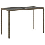 HKH Mesa de Jardim com Tampo de Vidro 115x54x74 Cm Vime Pe Cinza - Cinzento