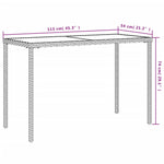 HKH Mesa de Jardim com Tampo de Vidro 115x54x74 Cm Vime Pe Cinza - Cinzento