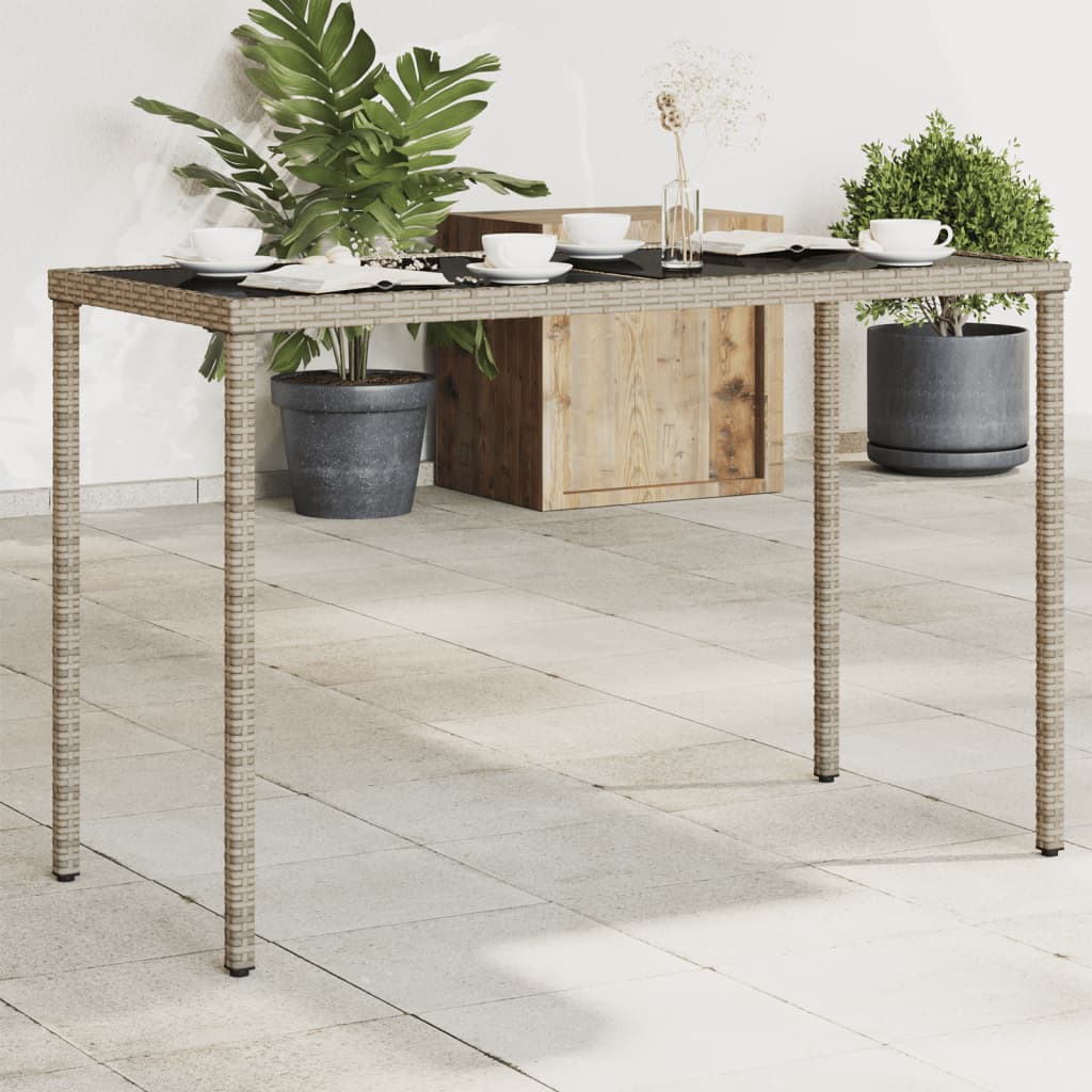 HKH Mesa de Jardim com Tampo de Vidro 115x54x74 Cm Vime Pe Cinza - Cinzento