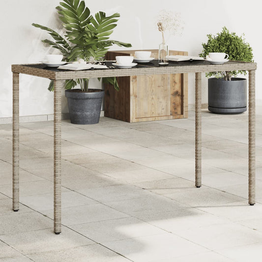 HKH Mesa de Jardim com Tampo de Vidro 115x54x74 Cm Vime Pe Cinza - Cinzento