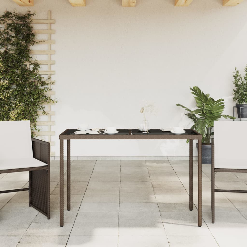 HKH Mesa de Jardim com Tampo de Vidro 115x54x74 Cm Vime Pe Castanho - Marrom