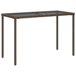 HKH Mesa de Jardim com Tampo de Vidro 115x54x74 Cm Vime Pe Castanho - Marrom