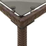 HKH Mesa de Jardim com Tampo de Vidro 115x54x74 Cm Vime Pe Castanho - Marrom