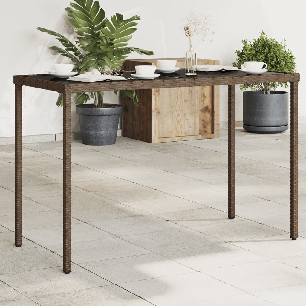 HKH Mesa de Jardim com Tampo de Vidro 115x54x74 Cm Vime Pe Castanho - Marrom