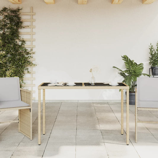 HKH Mesa de Jardim com Tampo de Vidro 115x54x74 Cm Vime Pe - Bege
