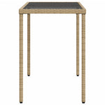 HKH Mesa de Jardim com Tampo de Vidro 115x54x74 Cm Vime Pe - Bege