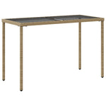 HKH Mesa de Jardim com Tampo de Vidro 115x54x74 Cm Vime Pe - Bege