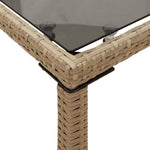 HKH Mesa de Jardim com Tampo de Vidro 115x54x74 Cm Vime Pe - Bege