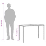 HKH Mesa de Jardim com Tampo de Vidro 115x54x74 Cm Vime Pe - Bege