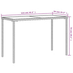 HKH Mesa de Jardim com Tampo de Vidro 115x54x74 Cm Vime Pe - Bege
