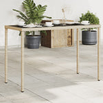 HKH Mesa de Jardim com Tampo de Vidro 115x54x74 Cm Vime Pe - Bege