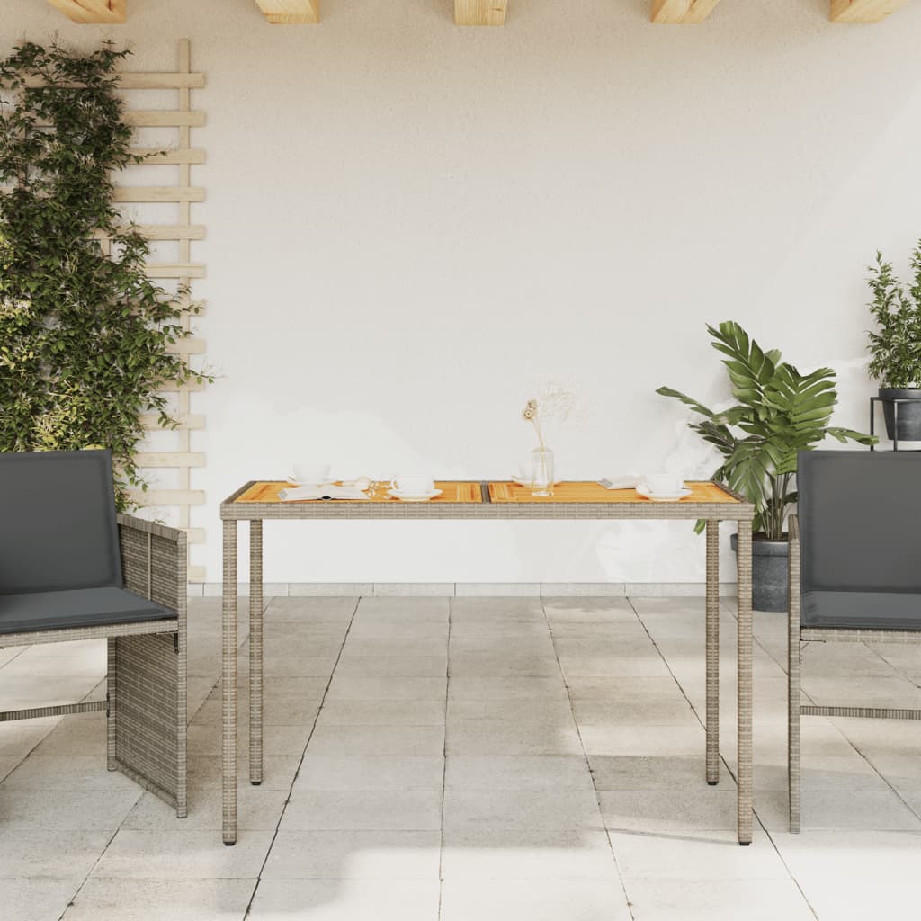 HKH Mesa de Jardim com Tampo em Acácia 115x54x74 Cm Vime Pe Cinza - Cinzento