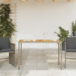 HKH Mesa de Jardim com Tampo em Acácia 115x54x74 Cm Vime Pe Cinza - Cinzento
