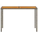 HKH Mesa de Jardim com Tampo em Acácia 115x54x74 Cm Vime Pe Cinza - Cinzento
