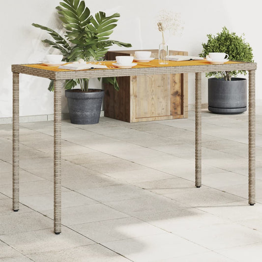 HKH Mesa de Jardim com Tampo em Acácia 115x54x74 Cm Vime Pe Cinza - Cinzento
