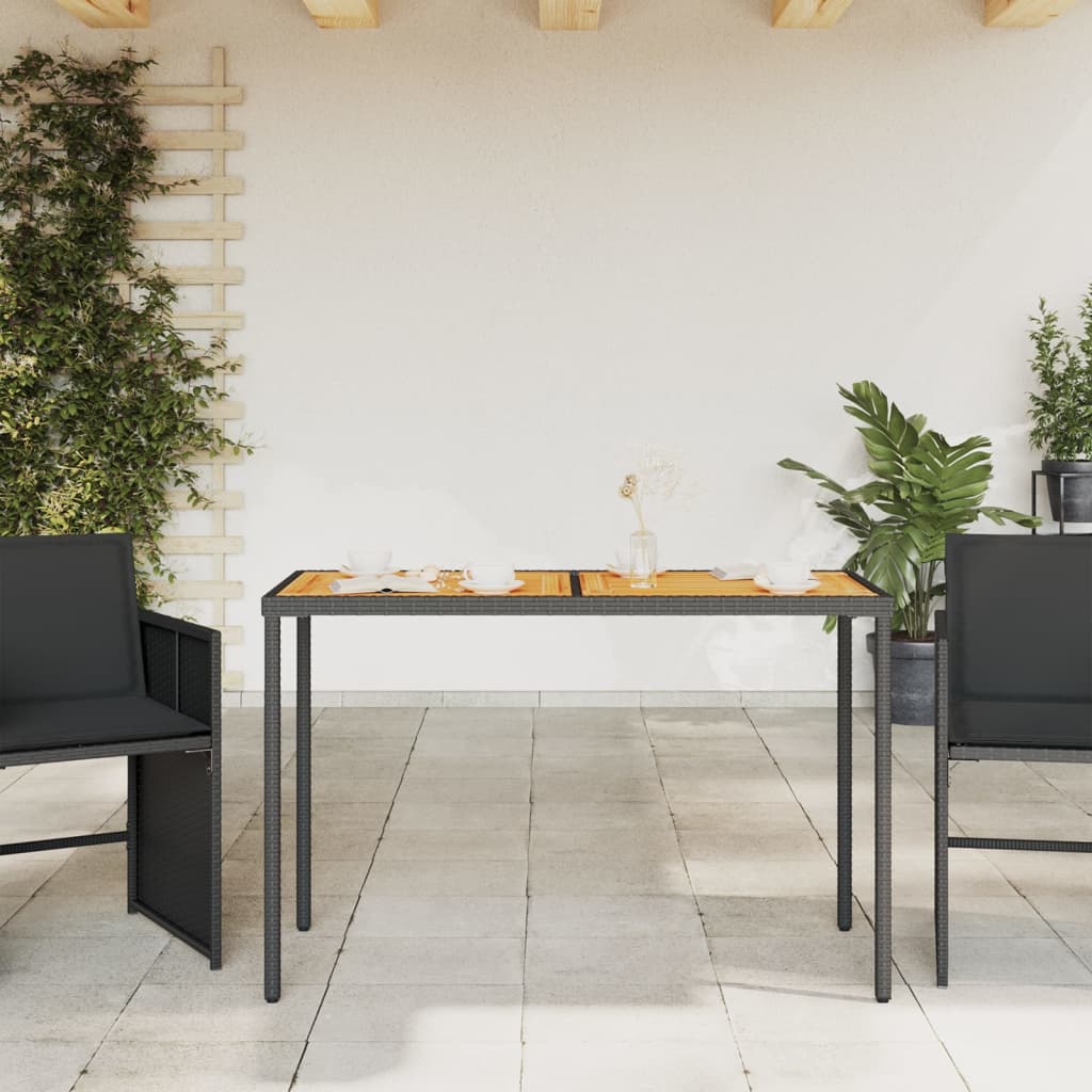 HKH Mesa de Jardim com Tampo em Acácia 115x54x74 Cm Vime Pe - Preto