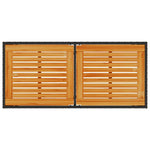 Mesa de jardín HKH con tablero de acacia de 115x54x74 cm de mimbre PE - Negro