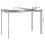 Mesa de jardín HKH con tablero de acacia de 115x54x74 cm de mimbre PE - Negro