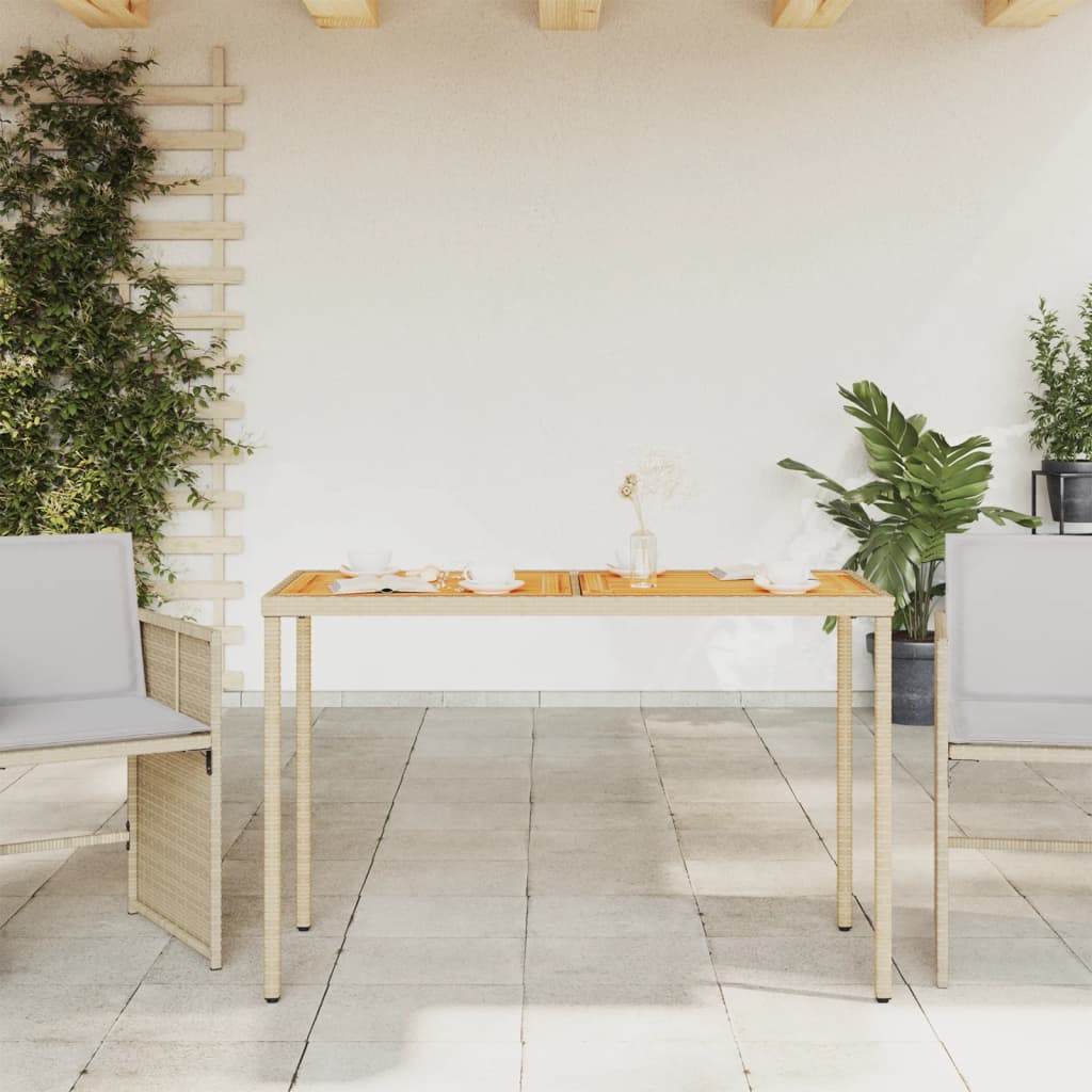 HKH Mesa de Jardim com Tampo em Acácia 115x54x74 Cm Vime Pe - Bege