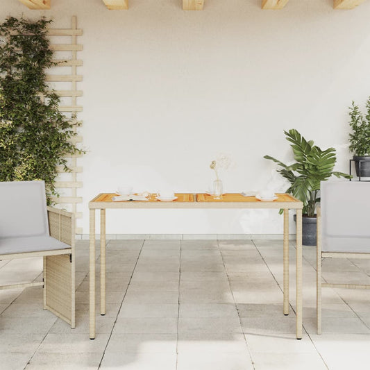 HKH Mesa de Jardim com Tampo em Acácia 115x54x74 Cm Vime Pe - Bege