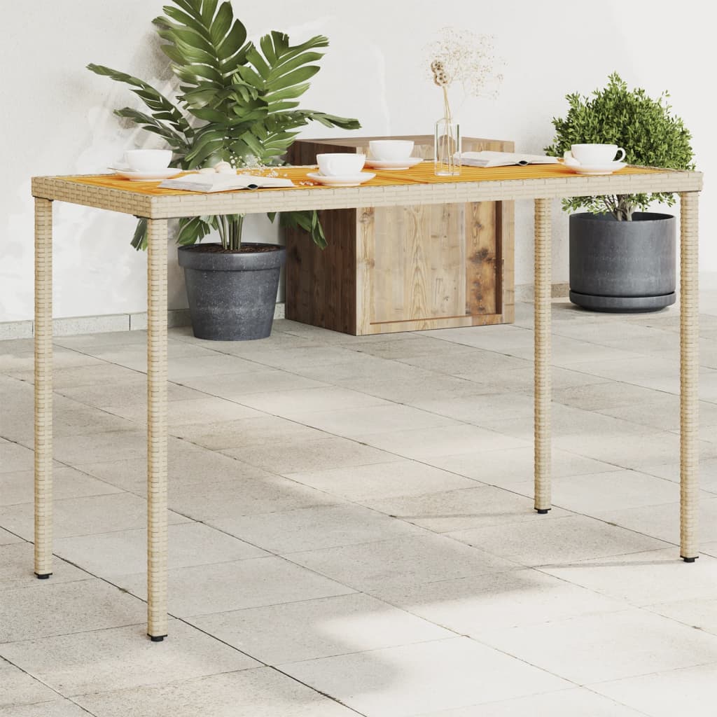 HKH Mesa de Jardim com Tampo em Acácia 115x54x74 Cm Vime Pe - Bege