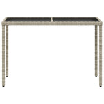HKH Mesa Jardim C/ Tampo de Vidro 115x54x74 Cm Vime Pe Cinza-claro - Cinzento