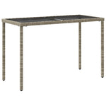 HKH Mesa Jardim C/ Tampo de Vidro 115x54x74 Cm Vime Pe Cinza-claro - Cinzento