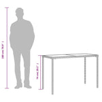 HKH Mesa Jardim C/ Tampo de Vidro 115x54x74 Cm Vime Pe Cinza-claro - Cinzento