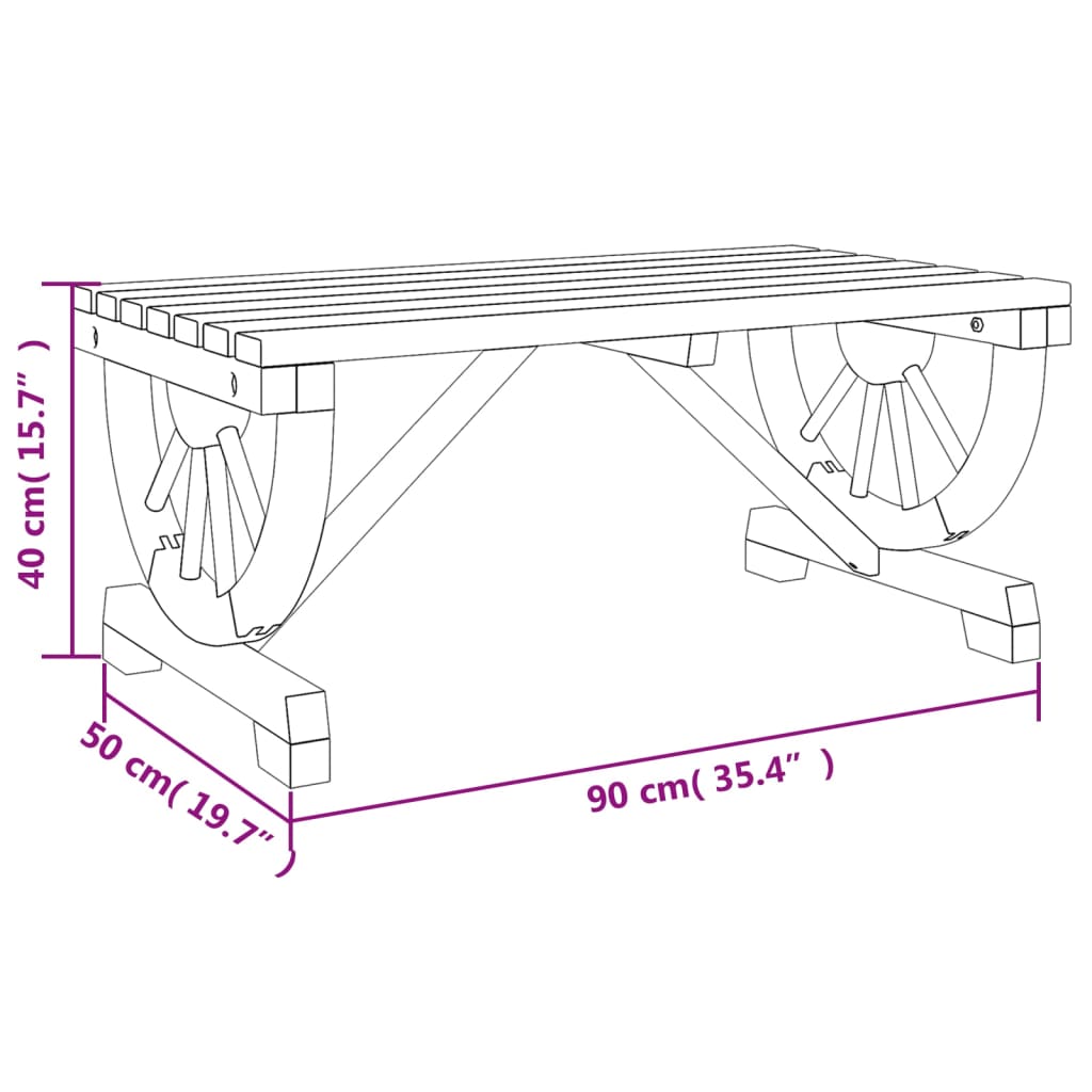 Mesa de Centro HKH para Jardín 90x50x40 Cm Madera Maciza de Abeto - Marrón