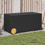 HKH Caixa De Arrumação Para Jardim Com Rodas 190l Vime Pe - Preto