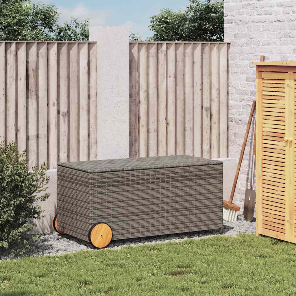 HKH Caja De Almacenamiento Para Jardín Con Ruedas 190l Ratán Pe - Gris