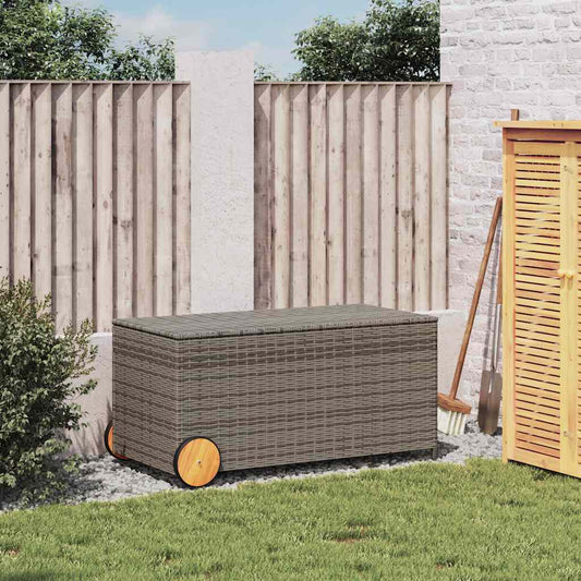 HKH Caixa De Arrumação Para Jardim Com Rodas 190l Vime Pe - Cinzento