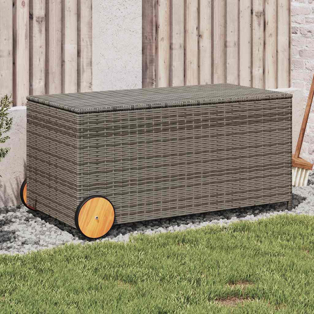 HKH Caja De Almacenamiento Para Jardín Con Ruedas 190l Ratán Pe - Gris