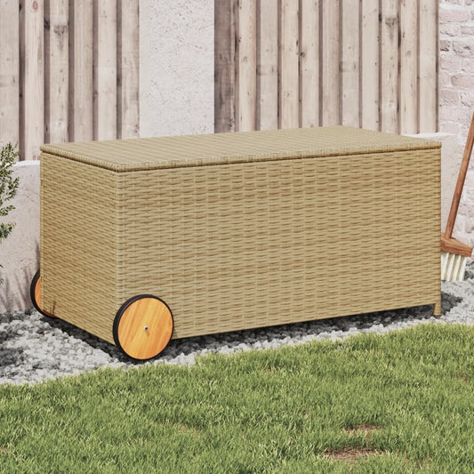 HKH Caixa Arrumação P/ Jardim Com Rodas 190l Vime Pe Mistura S - Bege