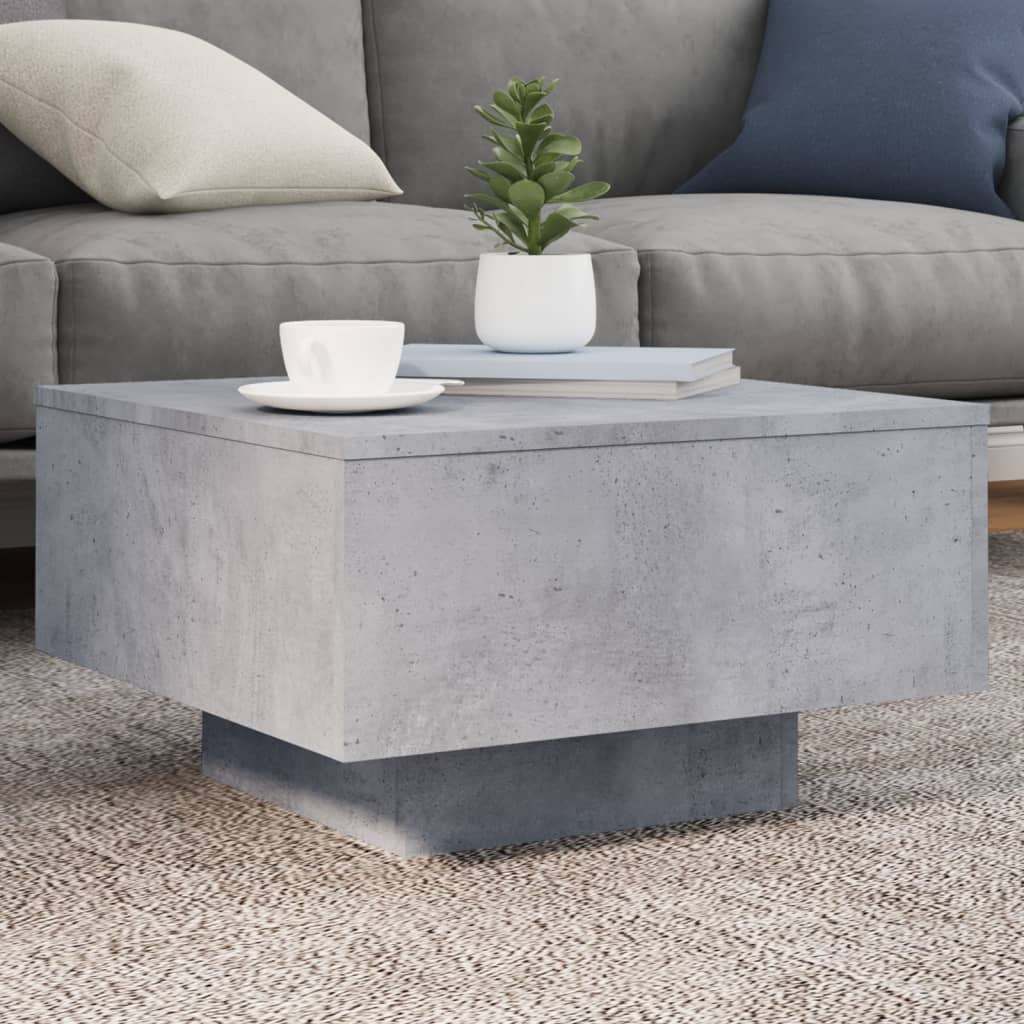 Mesa de centro HKH con luces LED, diseño cemento - Gris