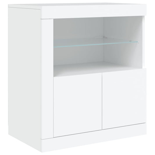 HKH Aparador Moderno em derivados de Madeira, Vidro com Luzes Led 60,5 X 37 X 67 Cm - Branco