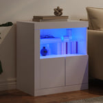 HKH Aparador Moderno de derivados de Madera, Vidrio con Luces Led 60,5 X 37 X 67 Cm - Blanco